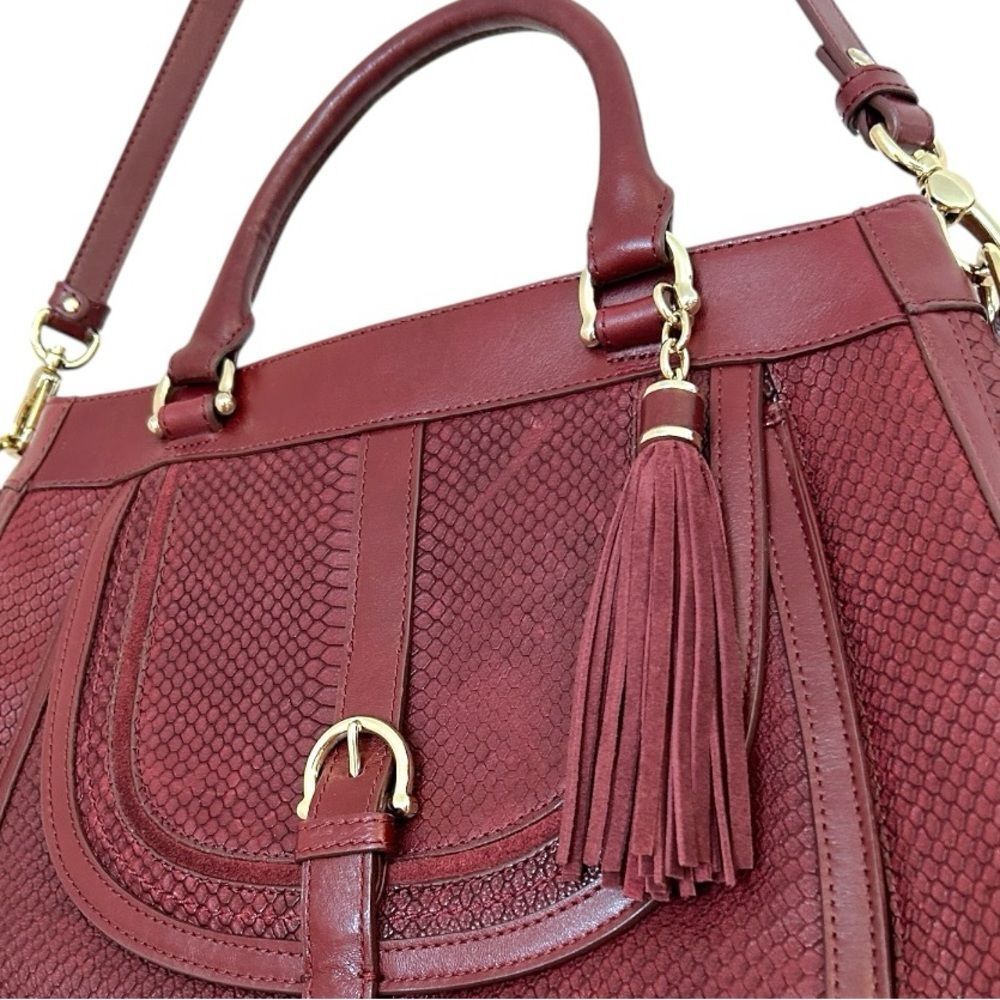 Brahmin Burgundy Red Python Raelynn Satchel Shoulder Bag - Picture 5 of 15
